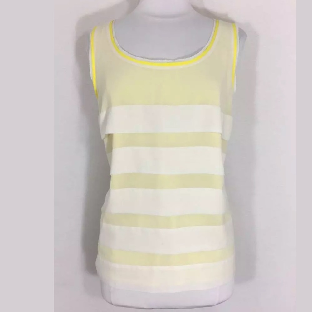 Ann Taylor LOFT White & Yellow Layered Tank blouse
